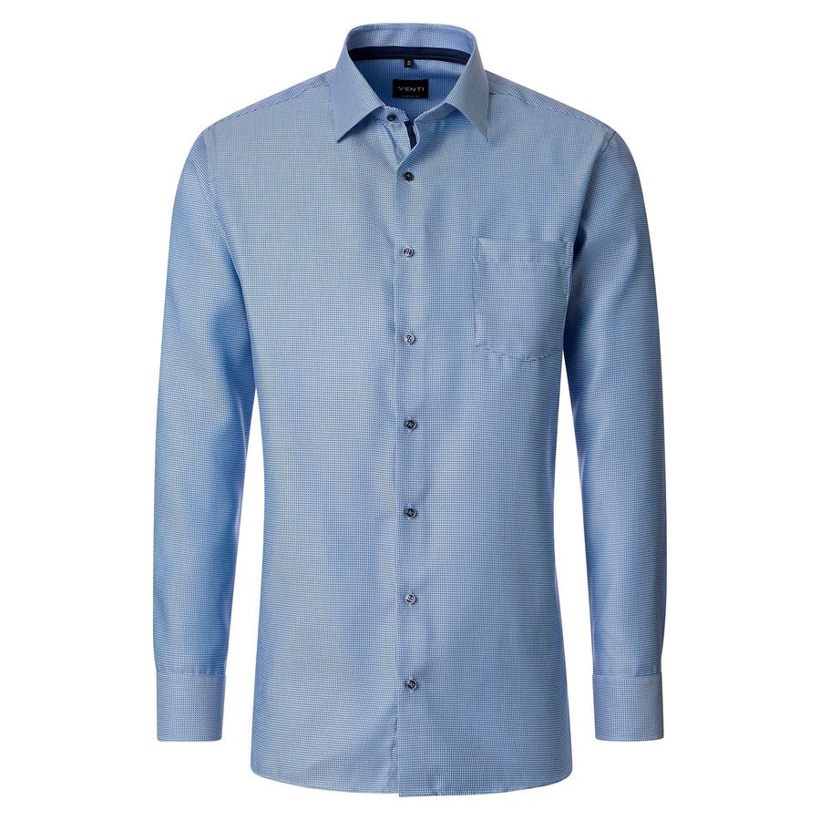 Venti Langarmhemd blau bügelfrei Übergröße Struktur