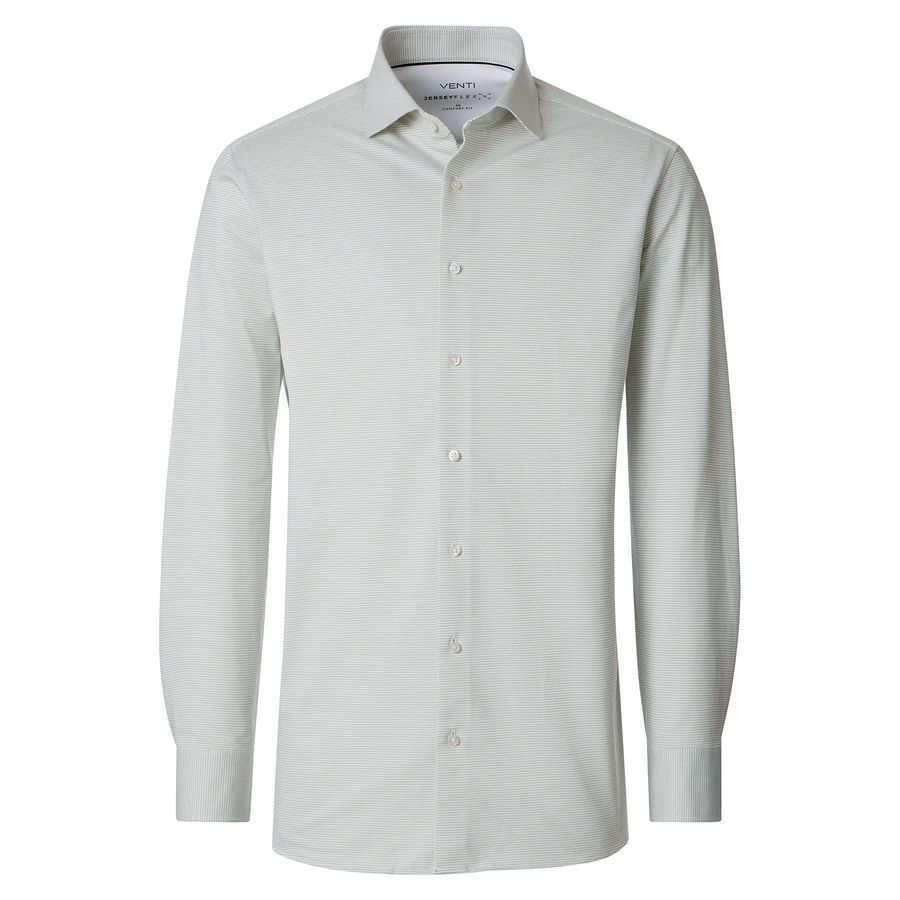 Venti Langarmhemd Übergrößen hellgrün-weiß Struktur