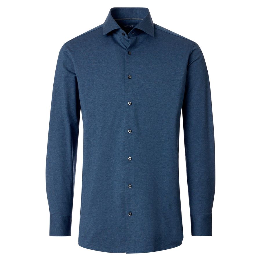 Venti Übergrößen Stretch-Langarmhemd blau melange