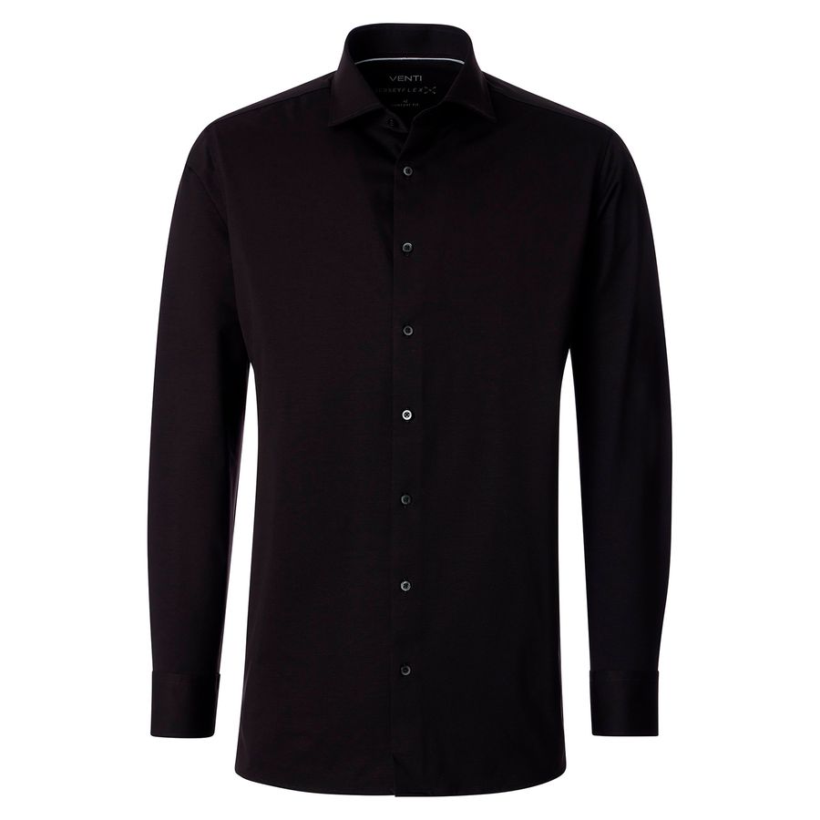 Venti Übergrößen Stretch-Langarmhemd schwarz Jersey