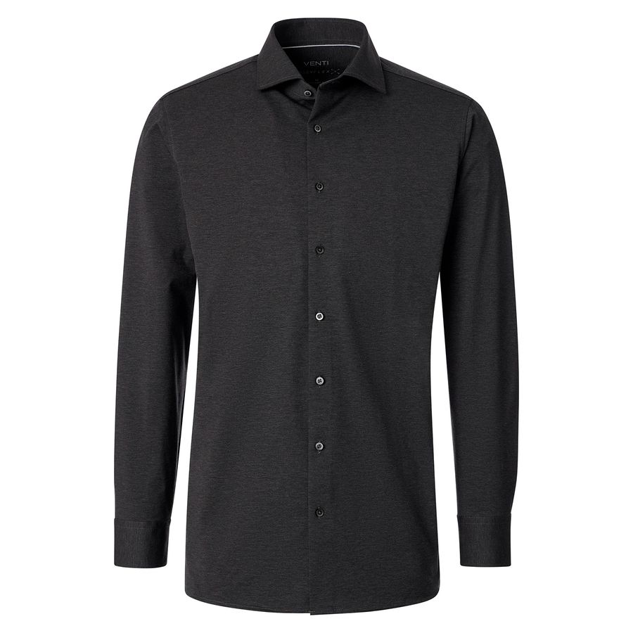 Venti Übergröße Stretch-Langarmhemd anthrazit Jersey
