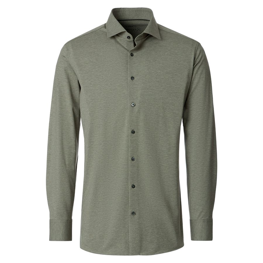 Venti Übergrößen Stretch-Langarmhemd oliv melange