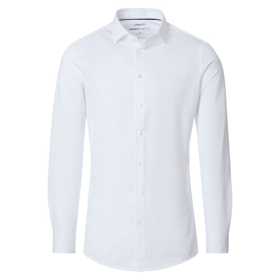 Venti Übergrößen Langarmhemd weiß Struktur Jersey
