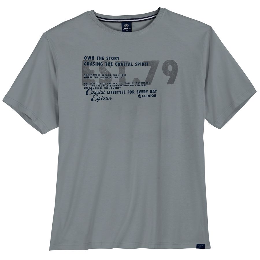 Lerros Übergrößen T-Shirt blaugrau Frontprint modisch