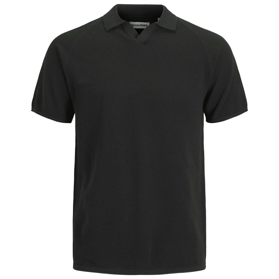 Jack&Jones Übergrößen Polo schwarz Struktur JJHILL