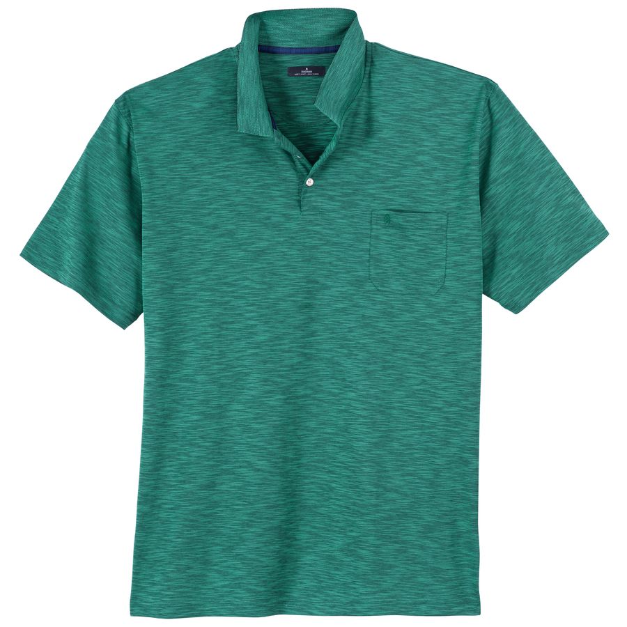 Ragman Übergröße Softknit Poloshirt mintgrün geflammt