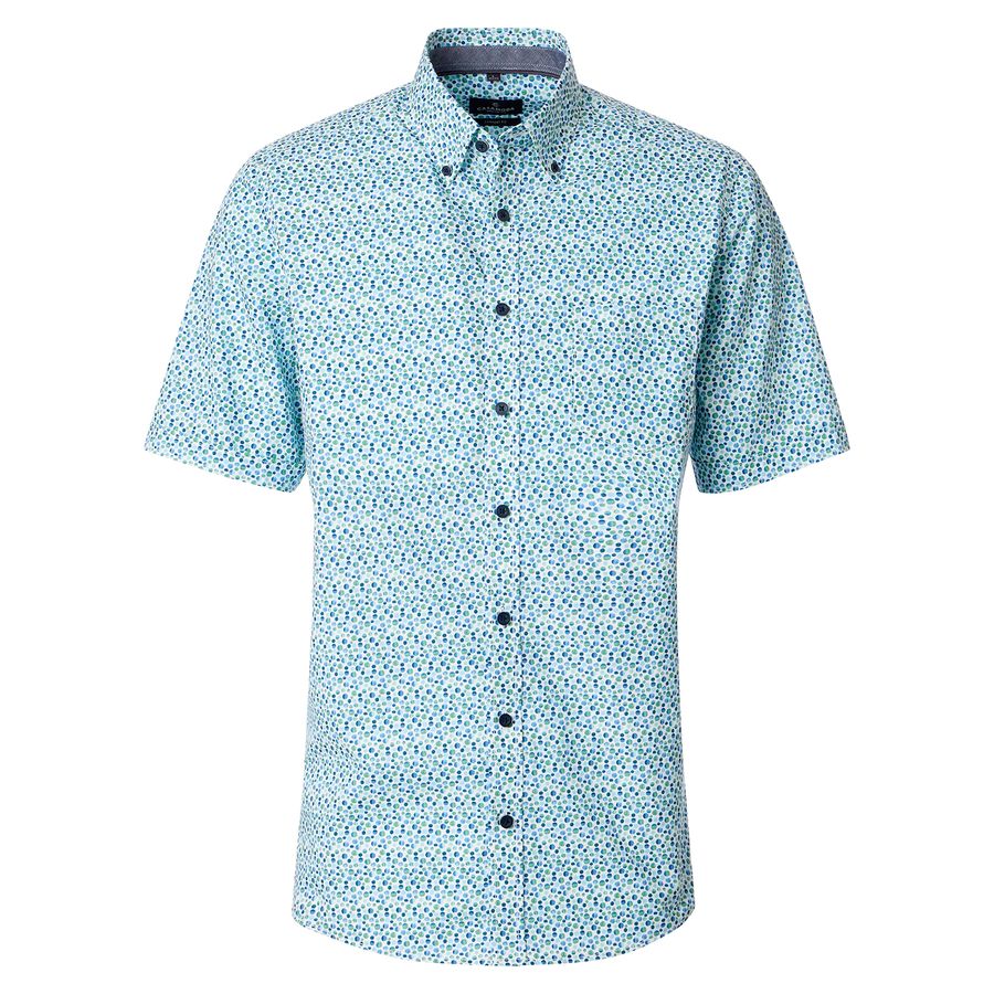 CasaModa Übergrößen Kurzarmhemd Muster grün-blau