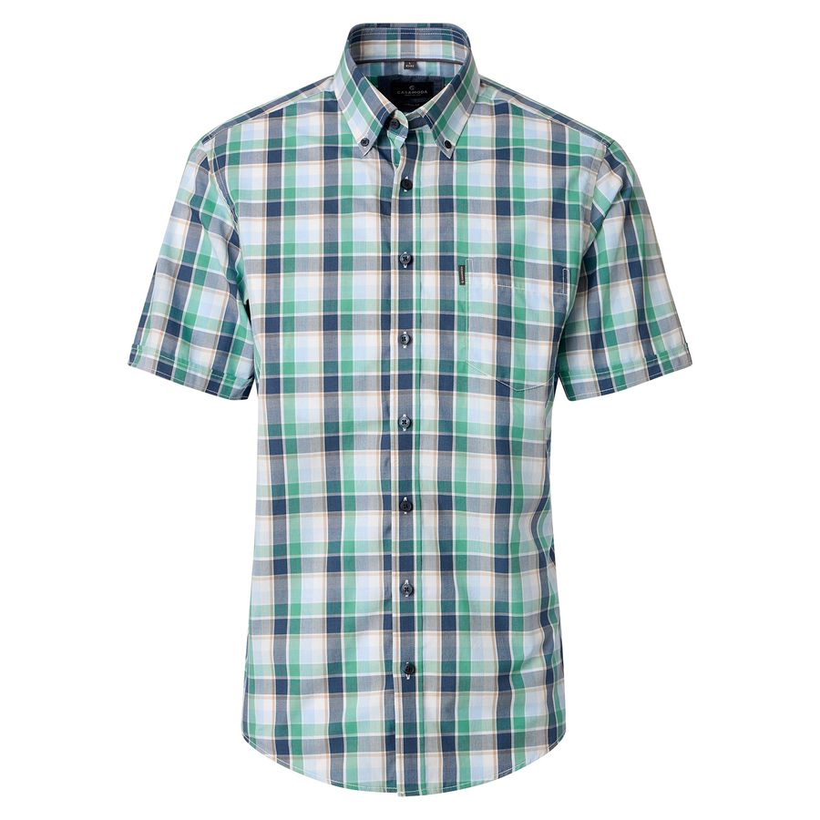 CasaModa XXL Kurzarmhemd grün-blau-beige kariert