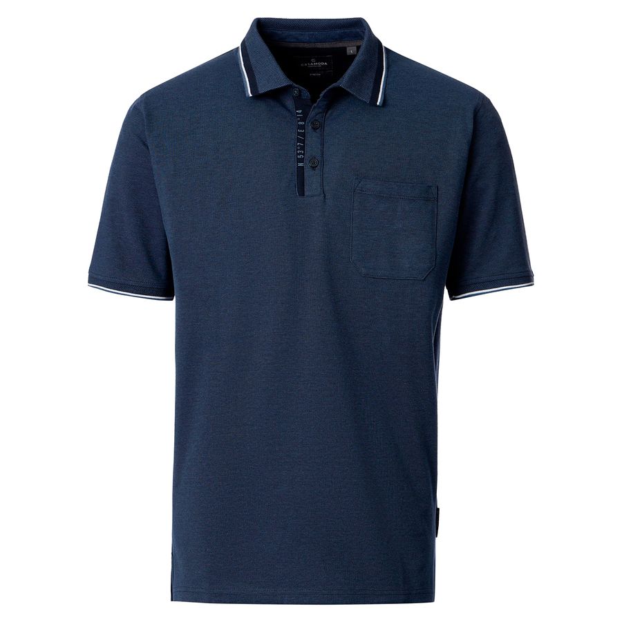CasaModa Übergrößen Stretch-Poloshirt navy melange