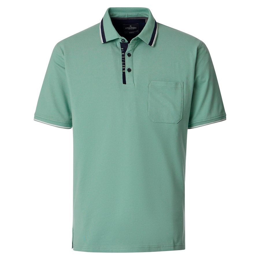 CasaModa Übergrößen Stretch-Poloshirt salbei melange