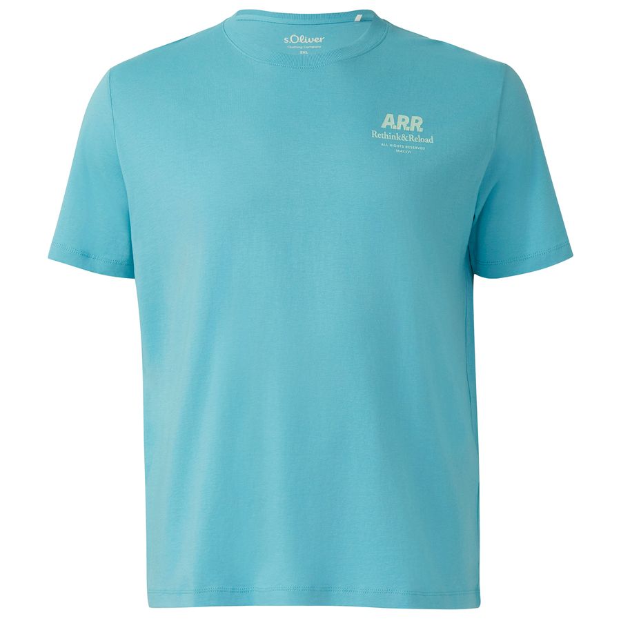 s.Oliver Übergrößen T-Shirt Brustprint hellblau