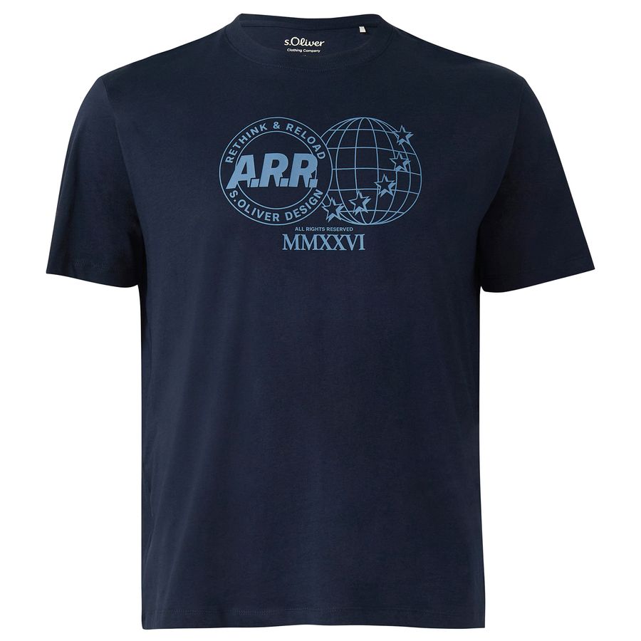 s.Oliver dunkelblau Übergrößen T-Shirt Frontprint
