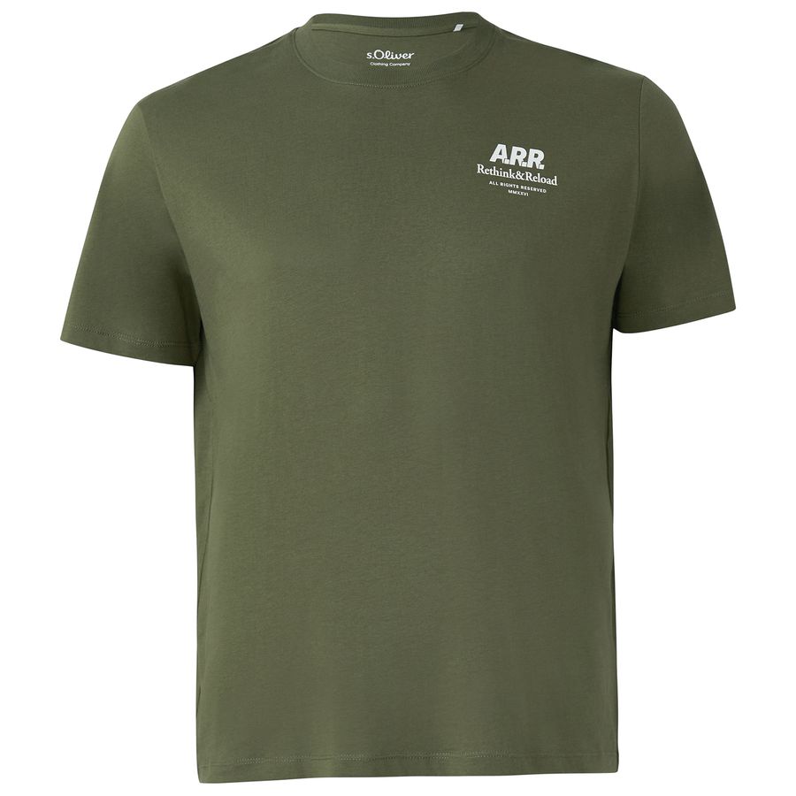 s.Oliver oliv Übergrößen T-Shirt Brustprint modisch