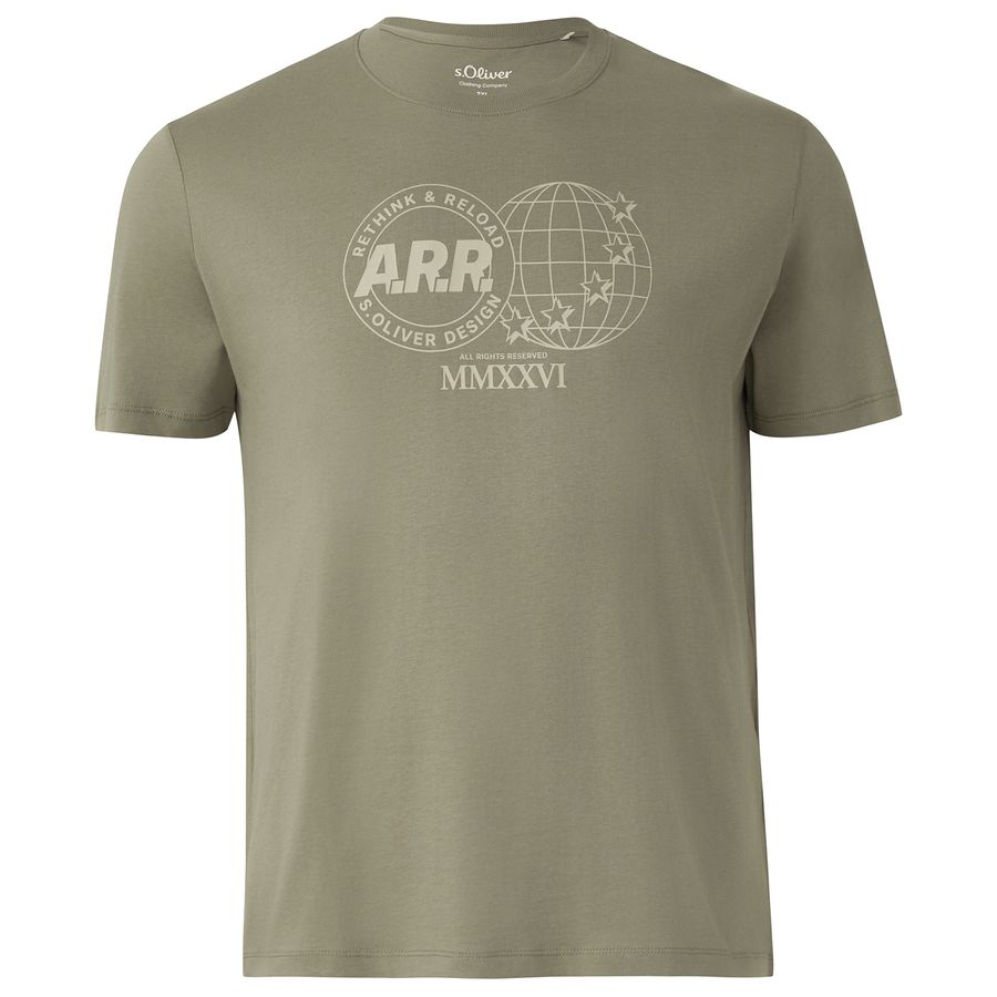 s.Oliver Übergrößen khaki T-Shirt Frontprint modisch