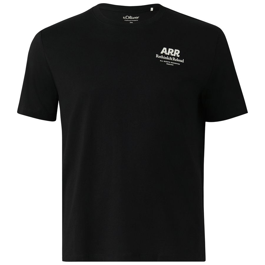 s.Oliver Übergrößen schwarz Brustprint T-Shirt