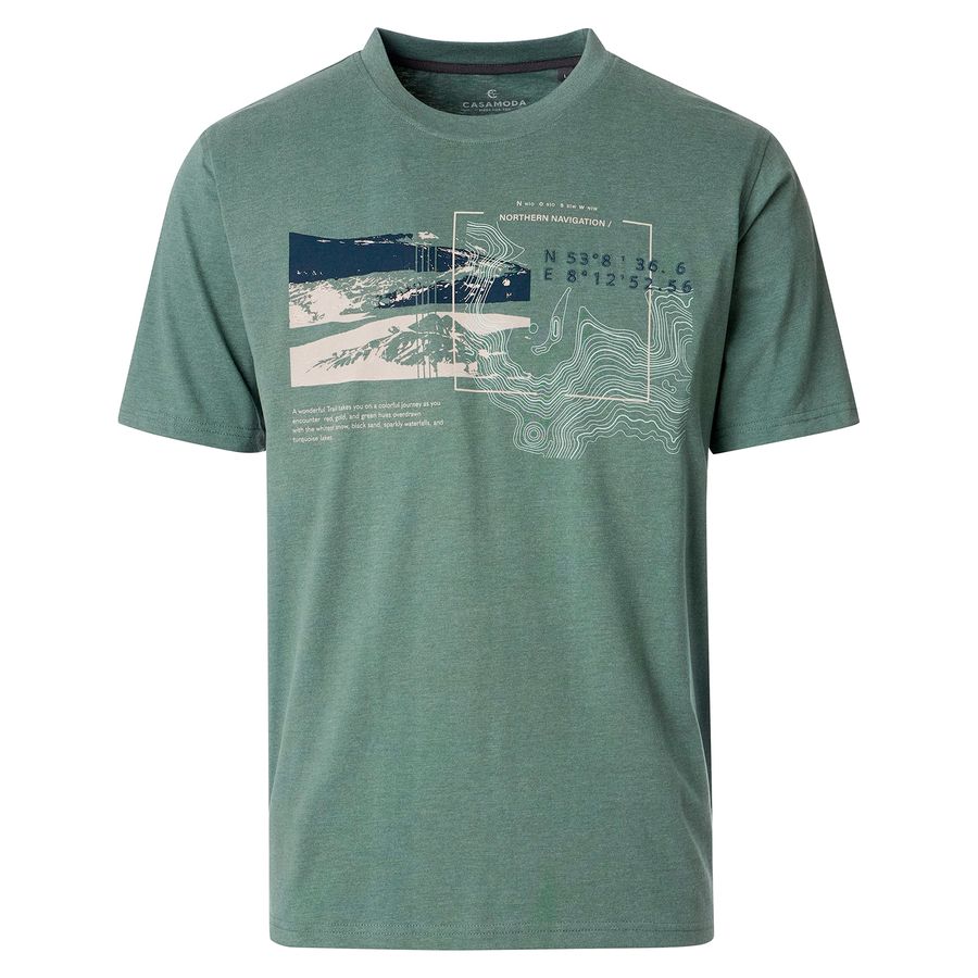CasaModa Übergrößen T-Shirt agavengrün melange Print
