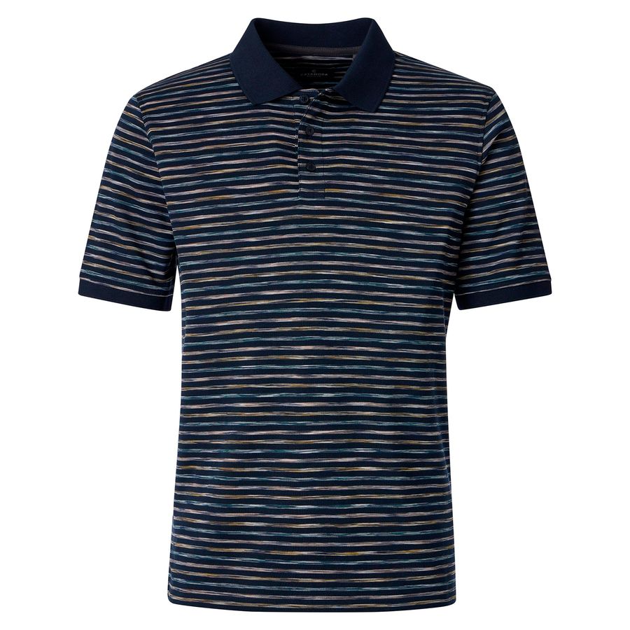 CasaModa XXL Poloshirt blau-senf-grau gestreift