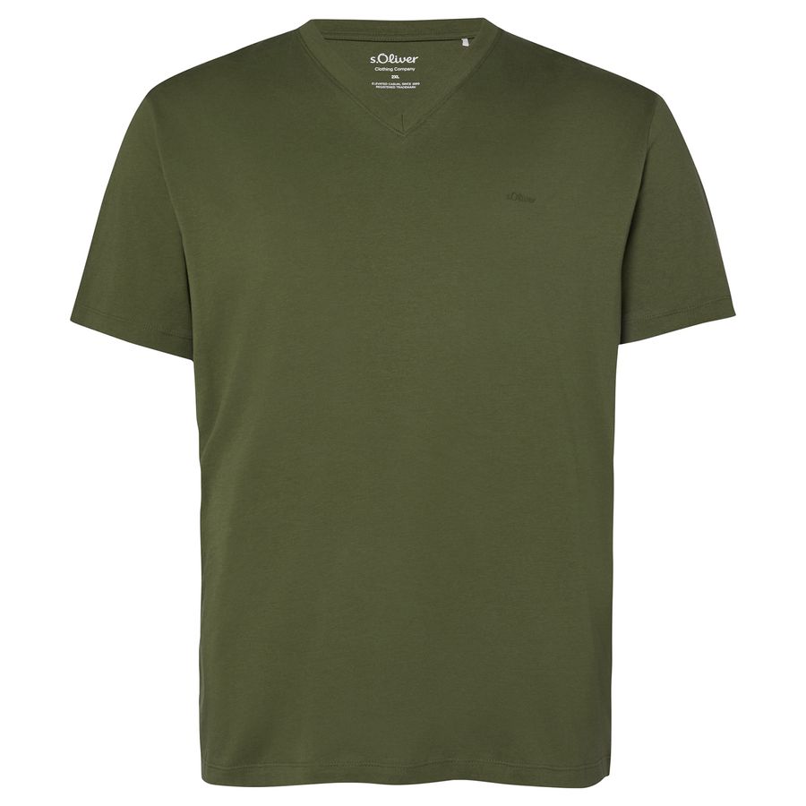 s.Oliver Basic-T-Shirt oliv Übergrößen V-Neck