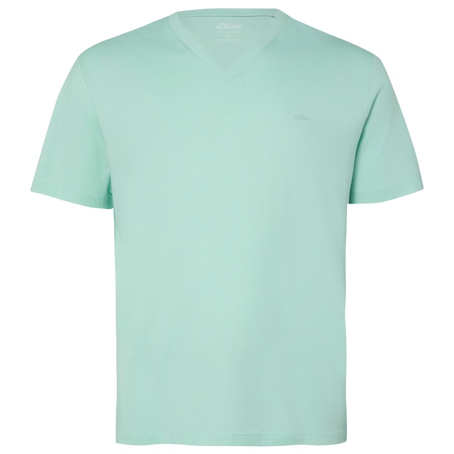 s.Oliver Basic-T-Shirt mintgrün V-Neck Übergrößen