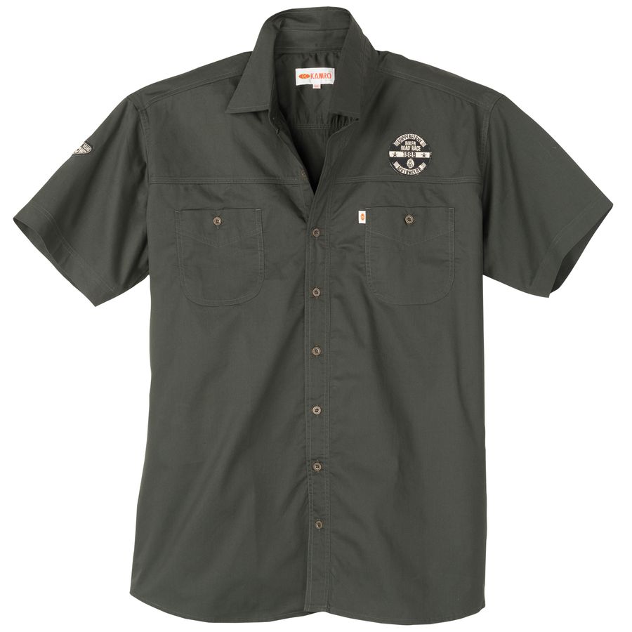 Kamro Übergröße Kurzarmhemd dunkeloliv Military-Style