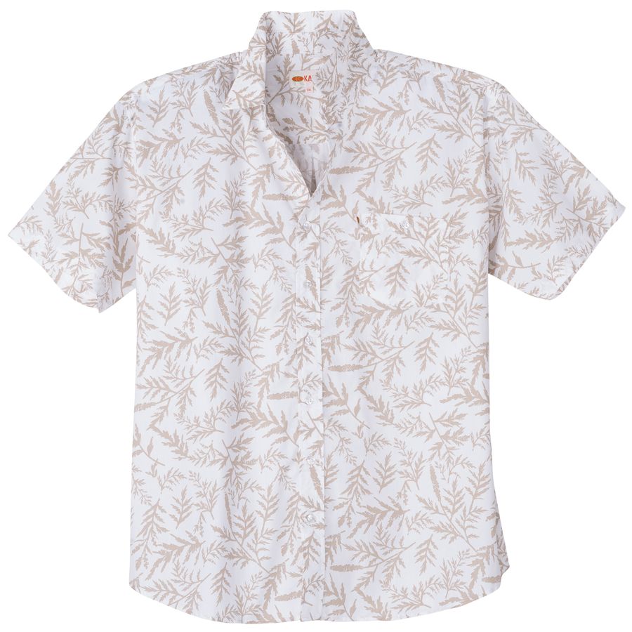 Kamro Übergrößen Kurzarmhemd beige-weiß gemustert