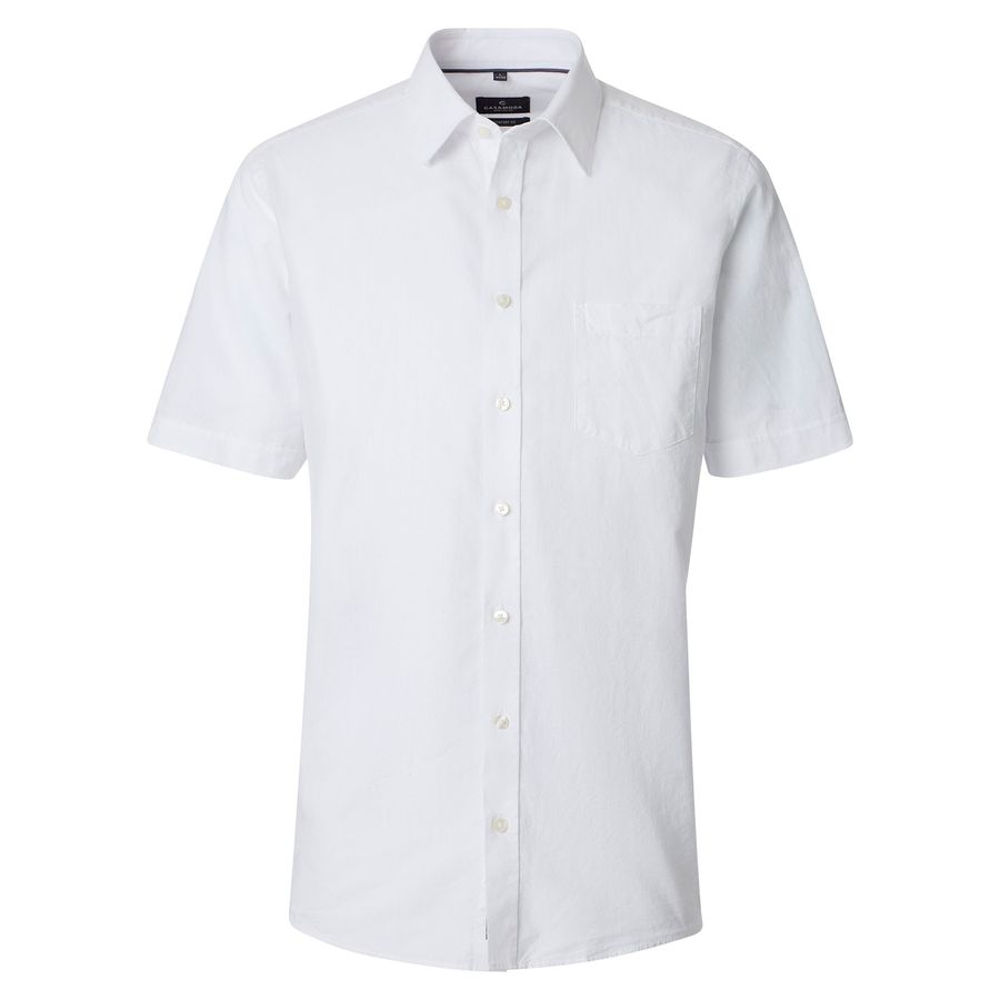 CasaModa Übergrößen Kurzarmhemd weiß Leinen