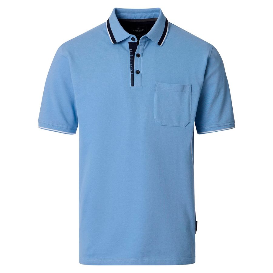 CasaModa Übergrößen Stretch-Poloshirt hellblau