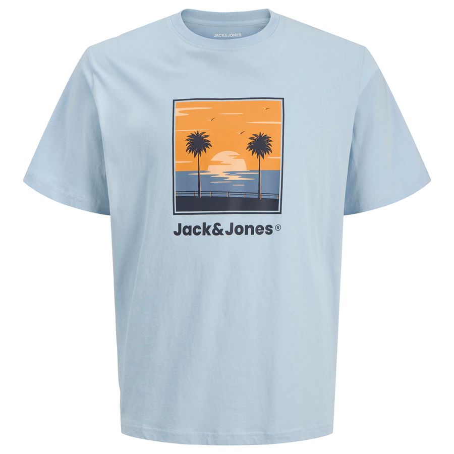 Jack&Jones Übergröße T-Shirt Print hellblau JJPERRY