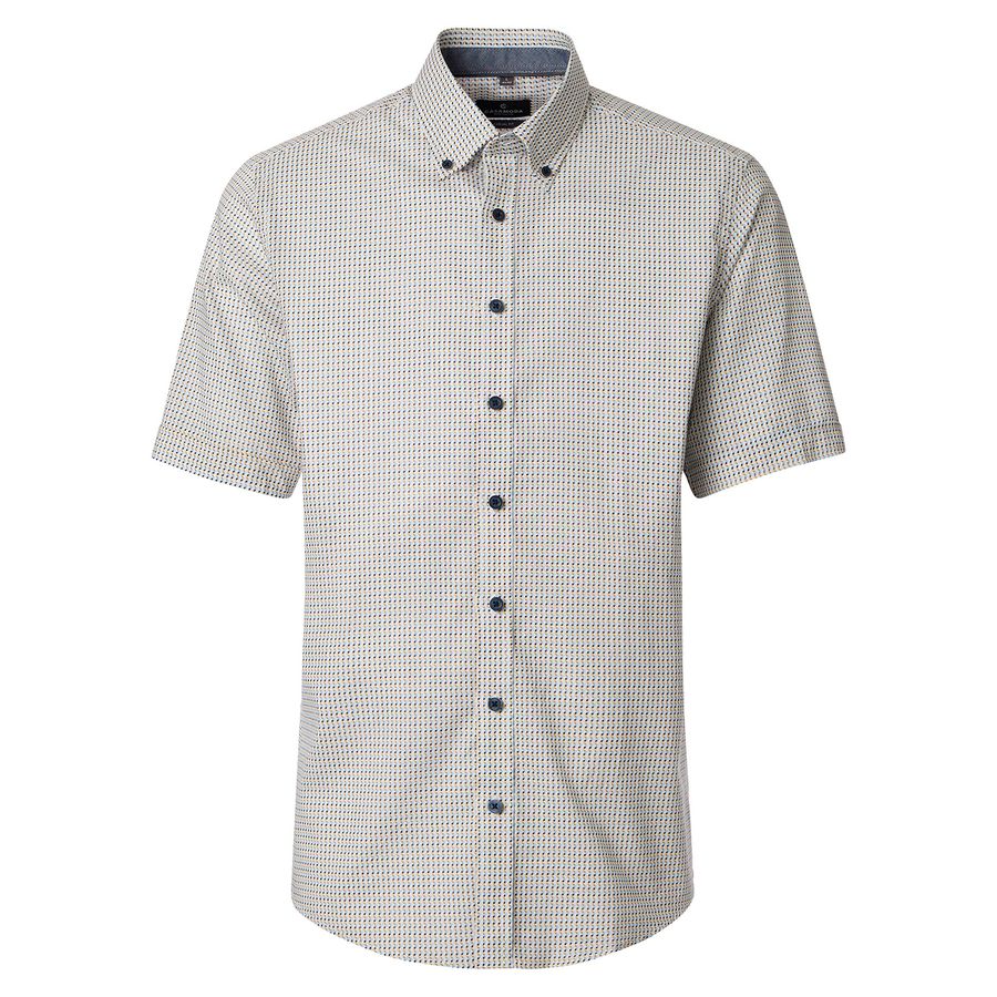 CasaModa XXL Kurzarmhemd blau-senfgelb Allovermuster