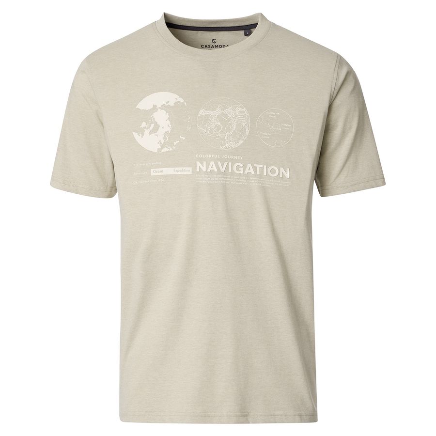 CasaModa Übergrößen T-Shirt beige Frontprint