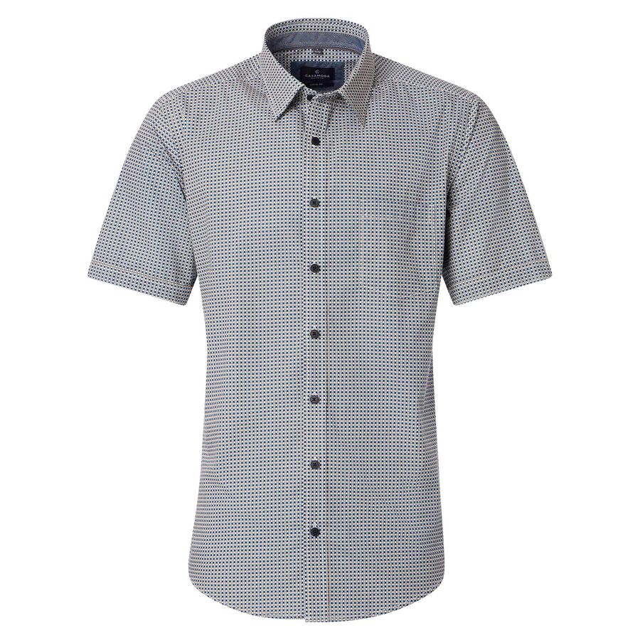 CasaModa Kurzarmhemd navy-gelb gemustert Übergrößen