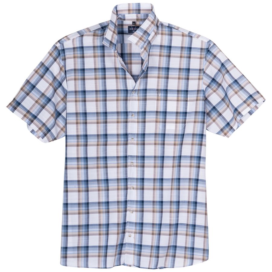 Marvelis Übergrößen Kurzarmhemd Karo blau-weiß-beige