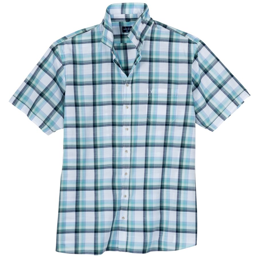 Marvelis Übergrößen Kurzarmhemd Karo grün-blau-weiß