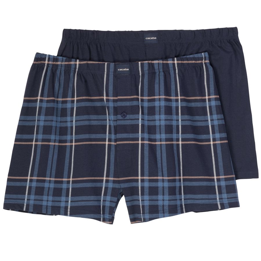 Ceceba XXL Boxershorts 2er-Set navy/braun-weiß Karo