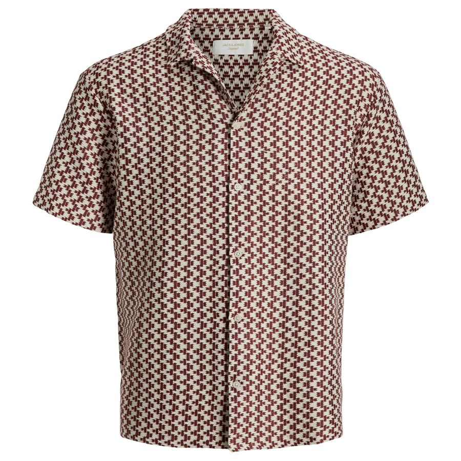 Jack&Jones Kurzarmhemd XXL weinrot-creme JORMONTAUK