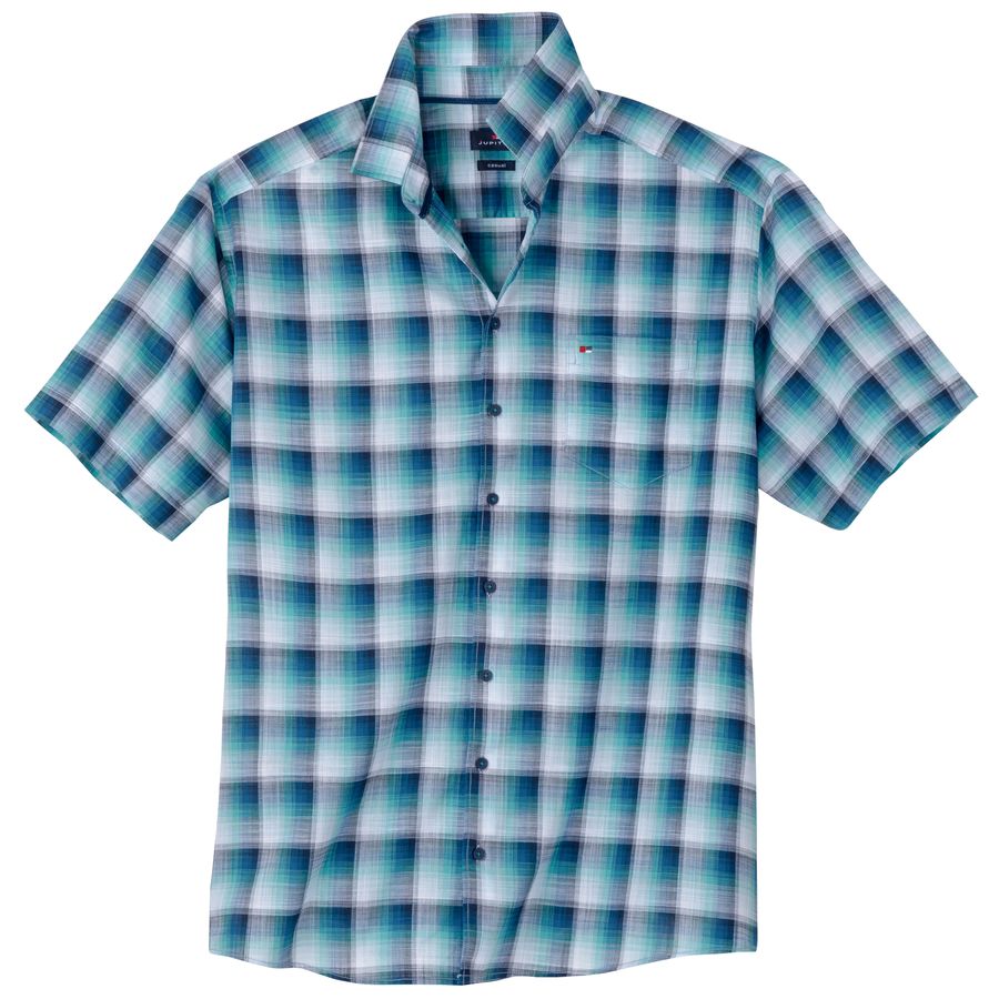 Jupiter Übergrößen Kurzarmhemd Karo blau-grün-weiß