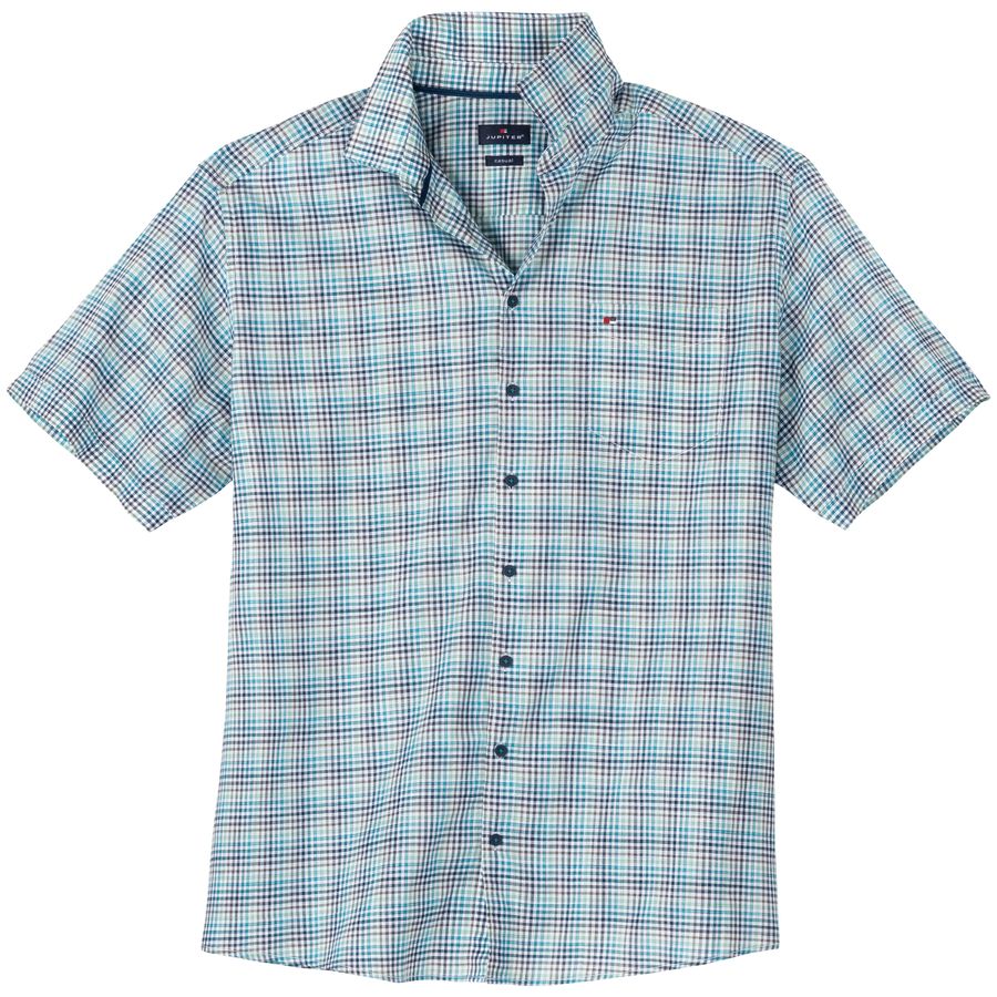 Jupiter XXL Kurzarmhemd Mini-Karo grün-blau-braun