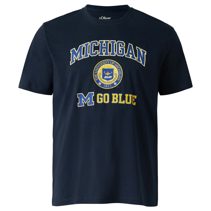 s.Oliver Übergrößen navy T-Shirt Michigan®-Print