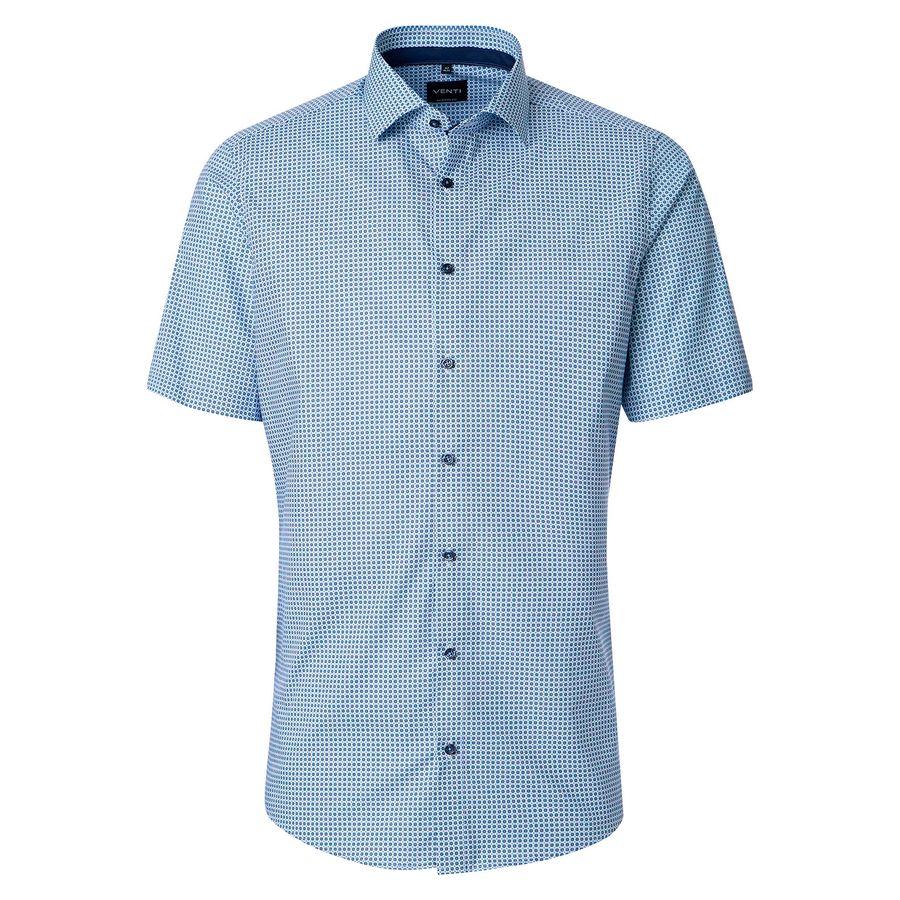 Venti Übergrößen Kurzarmhemd blau-weiß gemustert