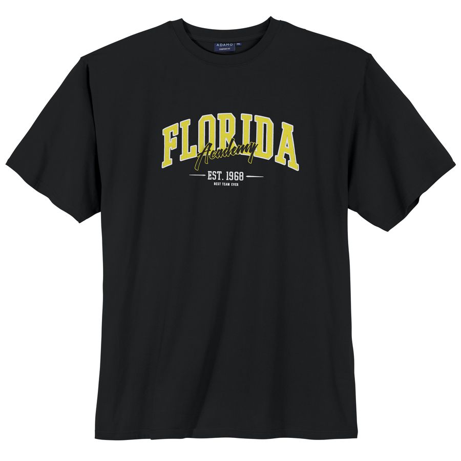 Adamo Übergrößen T-Shirt schwarz Florida Frontprint
