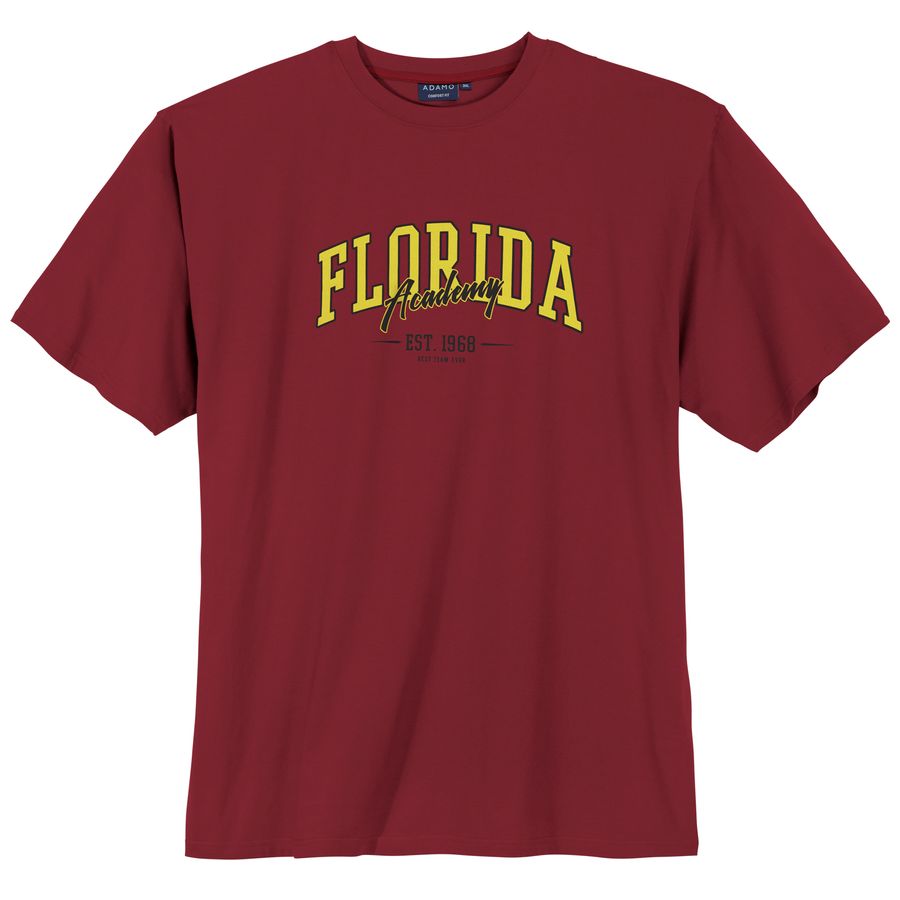 Adamo Übergrößen T-Shirt weinrot Florida Frontprint
