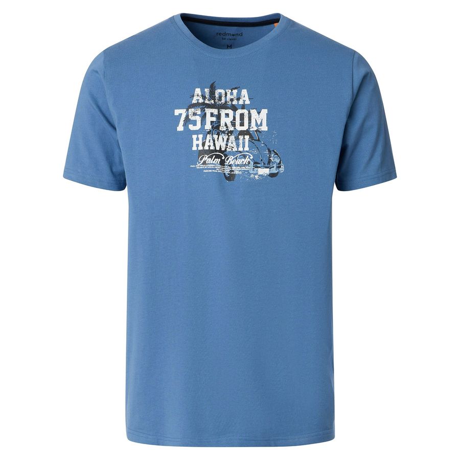 Redmond Übergrößen T-Shirt blau Frontprint Aloha
