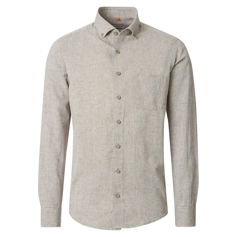 Redmond Übergrößen Leinen-Langarmhemd beige-melange