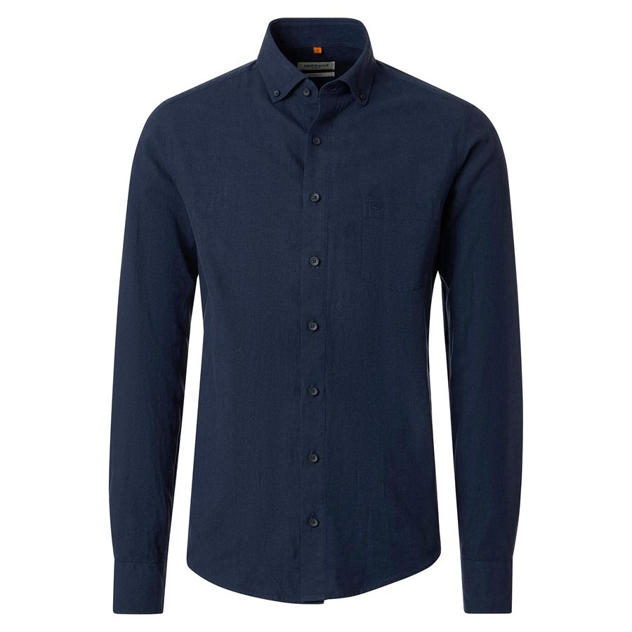 Redmond Übergrößen Leinen-Langarmhemd navy