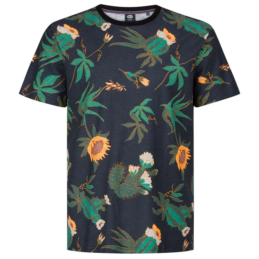 Petrol Industries Übergrößen T-Shirt navy-grün-orange
