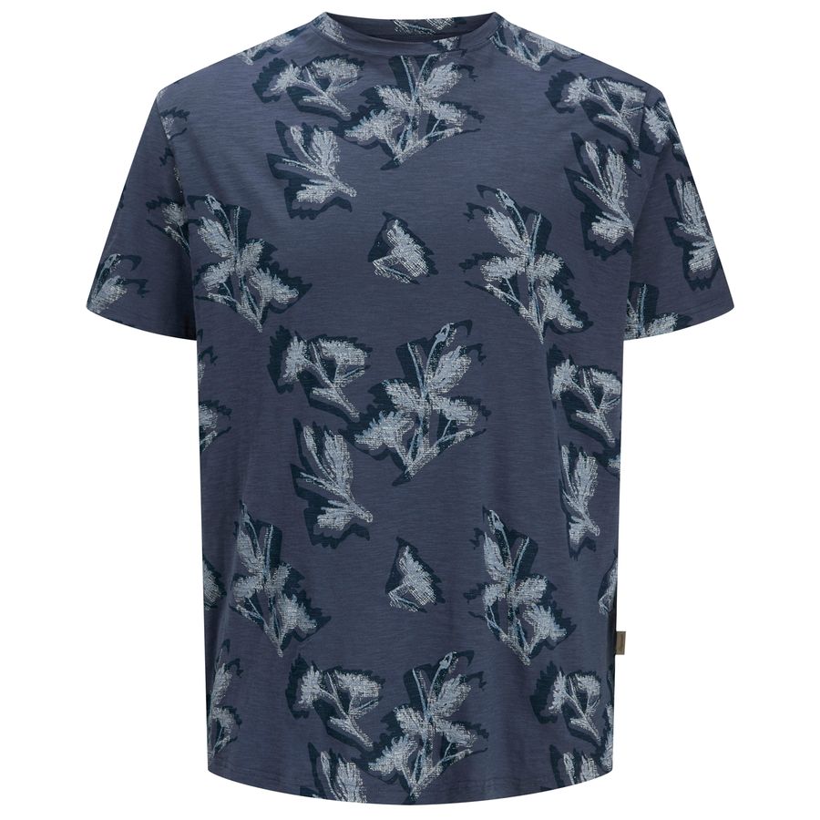Jack&Jones Übergröße T-Shirt blau-grau floral Muster
