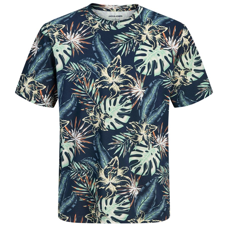 Jack&Jones Übergröße T-Shirt navy-grün-gelb floral