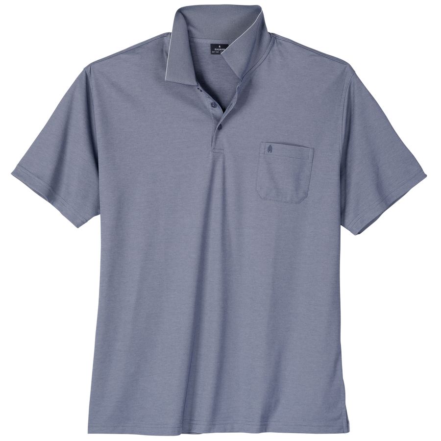 Ragman Übergrößen Softknit Poloshirt marine melange