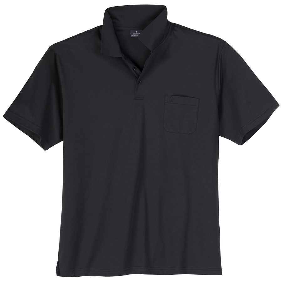 Ragman Übergrößen Softknit Poloshirt schwarz