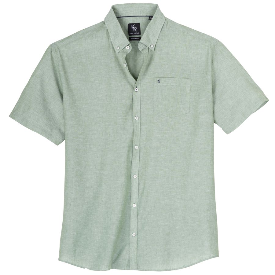 King`s Road Übergrößen Kurzarmhemd salbei melange